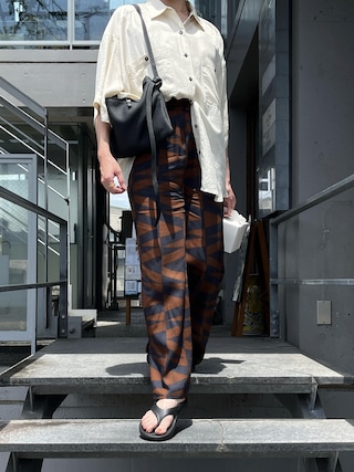 【美品】anuke / Geometric Satin Pants ブラウン36 ànuke online store（アンヌーク） / Geometric Satin