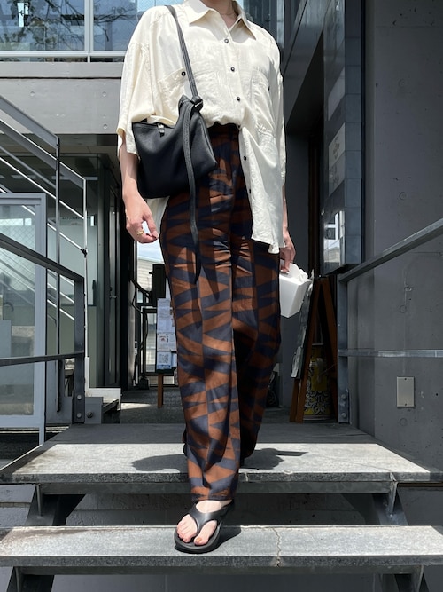 【美品】anuke / Geometric Satin Pants ブラウン36 ànuke online store（アンヌーク） / Geometric Satin