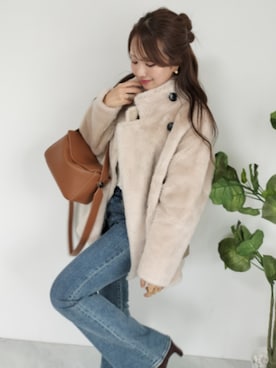 「ファーコート」｜「アイテム（ジャケット/アウター）」を使った、michanさん（レディース・160cm）の秋コーディネート