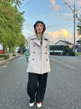 「アイテム（ハンチング/ベレー帽）」を使った、アッコさん（レディース・162cm）の秋コーディネート