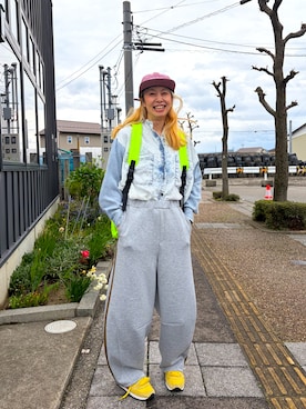 「BACANCES ALL INCLUSIVE（バカンサスオールインクルーシブ）のアイテム（帽子、ピンク系）」を使った、アッコさん（レディース・162cm）の春コーディネート