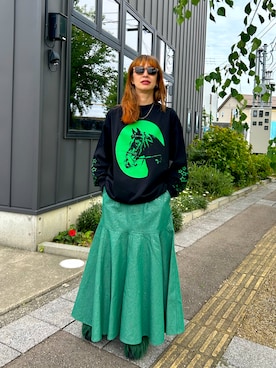 「アイテム（Tシャツ/カットソー、ブラック系）」を使った、アッコさん（レディース・162cm）の秋コーディネート