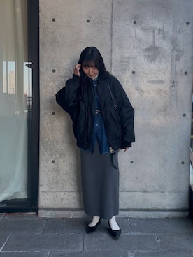 「アイテム（MA-1）」を使った、みほさん（レディース・153cm）の冬コーディネート