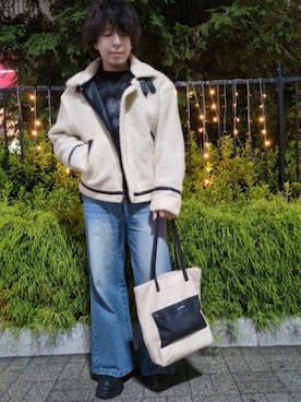 「アイテム（トートバッグ）」を使った、湧さん（メンズ・166cm）の秋コーディネート