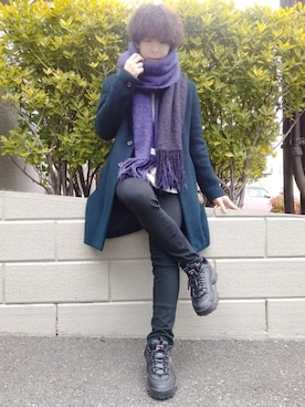 「STUDIOUS（ステュディオス）のアイテム（チェスターコート）」を使った、湧さん（メンズ・166cm）の冬コーディネート