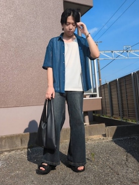 「HARE（ハレ）のアイテム（バッグ）」を使った、湧さん（メンズ・166cm）の夏コーディネート