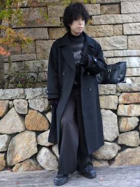 「アイテム（チェスターコート）」を使った、湧さん（メンズ・166cm）の秋コーディネート
