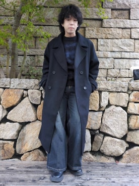 「アイテム（チェスターコート）」を使った、湧さん（メンズ・166cm）の秋コーディネート