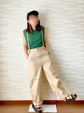 「BEN DAVIS（ベンデイビス）のアイテム（キャップ）」を使った、rikoさん（レディース・152cm）の夏コーディネート