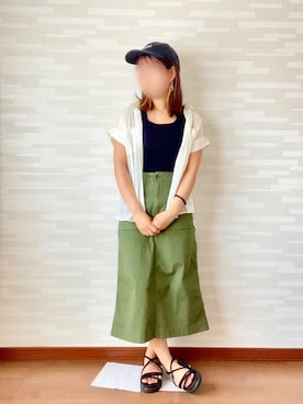 「BEN DAVIS（ベンデイビス）のアイテム（キャップ）」を使った、rikoさん（レディース・152cm）の夏コーディネート