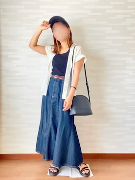 「BEN DAVIS（ベンデイビス）のアイテム（キャップ）」を使った、rikoさん（レディース・152cm）の夏コーディネート