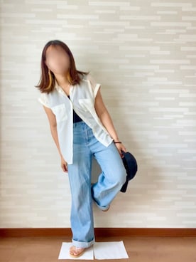 「BEN DAVIS（ベンデイビス）のアイテム（キャップ）」を使った、rikoさん（レディース・152cm）の夏コーディネート