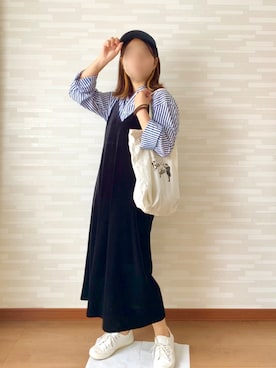 「BEN DAVIS（ベンデイビス）のアイテム（キャップ）」を使った、rikoさん（レディース・152cm）の夏コーディネート