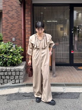 「アイテム（つなぎ/オールインワン）」を使った、titivateさん（レディース・157cm）の秋コーディネート