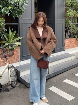 「アイテム（ノーカラージャケット）」を使った、titivateさん（レディース・167cm）の冬コーディネート