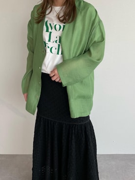 「titivate（ティティベイト）のアイテム（ノーカラージャケット）」を使った、titivateさん（レディース・153cm）の春コーディネート