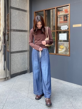 「titivate（ティティベイト）のアイテム（デニムパンツ）」を使った、titivateさん（レディース・167cm）の冬コーディネート