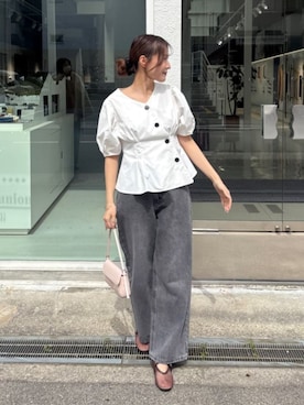 「titivate（ティティベイト）のアイテム（デニムパンツ）」を使った、titivateさん（レディース・163cm）の春コーディネート