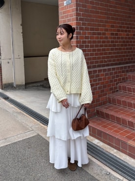 「titivate（ティティベイト）のアイテム（カーディガン/ボレロ）」を使った、titivateさん（レディース・157cm）の冬コーディネート