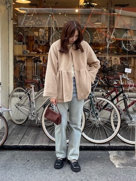 「アイテム（ノーカラーコート、ベージュ系）」を使った、titivateさん（レディース・167cm）の秋コーディネート