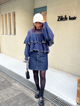 「アイテム（デニムスカート）」を使った、titivateさん（レディース・163cm）の冬コーディネート