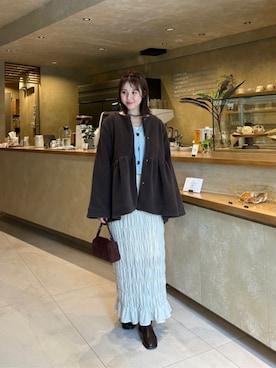 「アイテム（ノーカラーコート）」を使った、titivateさん（レディース・163cm）の冬コーディネート