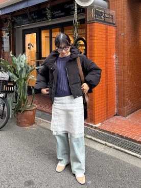 「アイテム（デニムパンツ）」を使った、titivateさん（レディース・157cm）の冬コーディネート