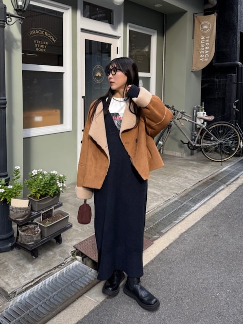 フェイクムートンノーカラージャケット（ノーカラージャケット