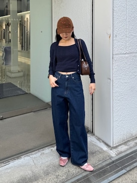 「titivate（ティティベイト）のアイテム（カーディガン/ボレロ）」を使った、titivateさん（レディース・157cm）の冬コーディネート