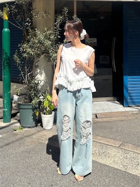 「titivate（ティティベイト）のアイテム（デニムパンツ）」を使った、titivateさん（レディース・163cm）の春コーディネート