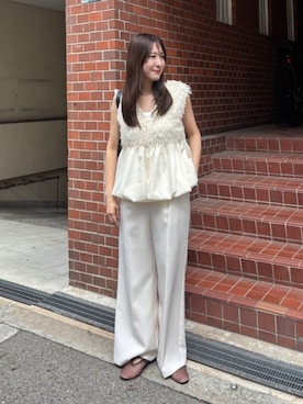 「アイテム（バレエシューズ、ブラウン系）」を使った、titivateさん（レディース・163cm）の春コーディネート