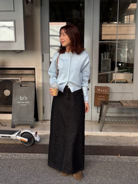 「アイテム（デニムスカート）」を使った、titivateさん（レディース・157cm）の冬コーディネート