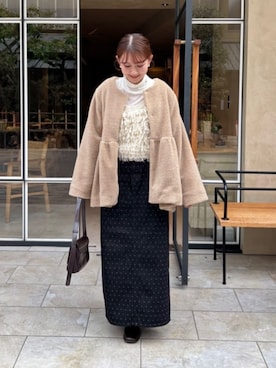 「アイテム（ノーカラーコート）」を使った、titivateさん（レディース・158cm）の冬コーディネート