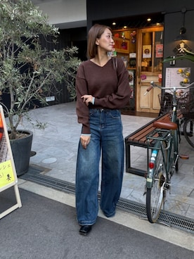 「titivate（ティティベイト）のアイテム（ニット/セーター）」を使った、titivateさん（レディース・166cm）の秋コーディネート