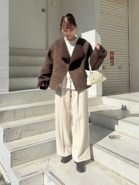 「アイテム（ノーカラージャケット）」を使った、titivateさん（レディース・158cm）の秋コーディネート