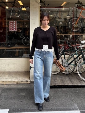 「titivate（ティティベイト）のアイテム（カーディガン/ボレロ）」を使った、titivateさん（レディース・163cm）の冬コーディネート