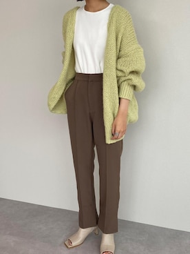 「titivate（ティティベイト）のﾛｰｹﾞｰｼﾞﾊﾝﾄﾞﾗｲｸﾆｯﾄｶｰﾃﾞｨｶﾞﾝ（カーディガン/ボレロ）」を使った、titivateさん（レディース・159cm）の秋コーディネート