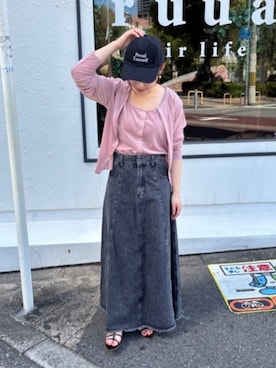 「アイテム（デニムスカート、グレー系）」を使った、titivateさん（レディース・152cm）の夏コーディネート