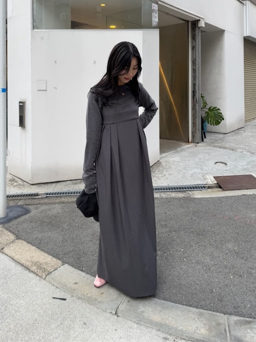 美品◎willfully コクーンミディワンピジレ　チャコール 1_000000021125.jpg?1708935123