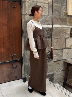 「ブラウンコーデ」｜「アイテム（キャミソール）」を使った、titivateさん（レディース・157cm）の夏コーディネート