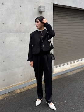 「アイテム（ノーカラージャケット）」を使った、titivateさん（レディース・157cm）の冬コーディネート