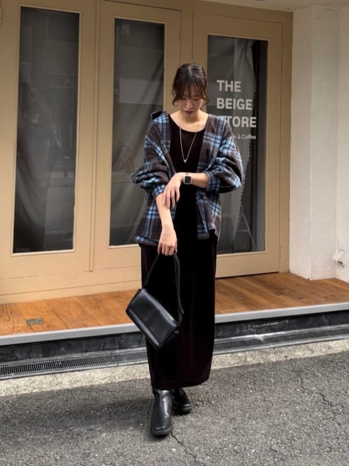 セール】ベロアロングスリーブワンピース（ワンピース）｜titivate