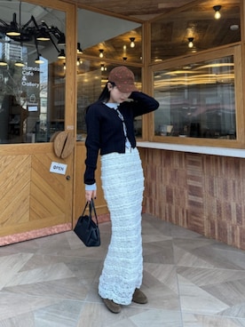 「titivate（ティティベイト）のアイテム（カーディガン/ボレロ）」を使った、titivateさん（レディース・157cm）の冬コーディネート