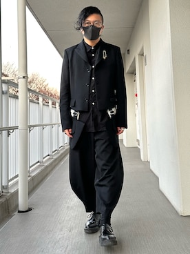 「コムデギャルソンオムプリュス」｜「アイテム（アクセサリー）」を使った、やまんさん（メンズ・167cm）の冬コーディネート