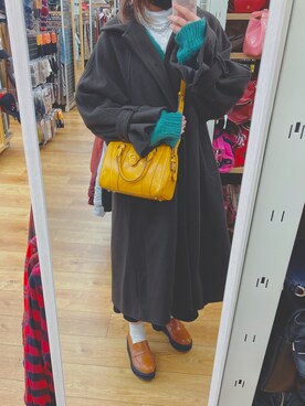 「SM2（エスエムツー）のアイテム（ステンカラーコート）」を使った、はるなさん（レディース・155cm）の冬コーディネート
