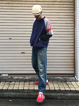 「80s」｜「アイテム（ハンチング/ベレー帽）」を使った、RIKUさん（メンズ・168cm）の秋コーディネート