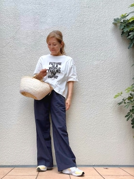 「UNIQLO（ユニクロ）のアイテム（パンツ、ブルー系）」を使った、ts.styleさん（レディース・159cm）の夏コーディネート