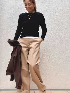 「UNIQLO（ユニクロ）のアイテム（チノパンツ、ベージュ系）」を使った、ts.styleさん（レディース・159cm）の春コーディネート