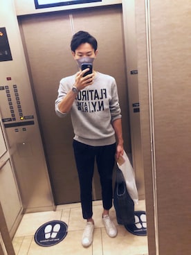 「nano・universe」｜「アイテム（スウェット）」を使った、Yuheiさん（メンズ・179cm）の秋コーディネート