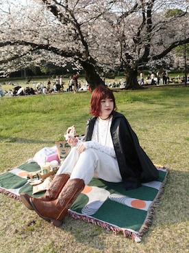 「tiptop（ティップトップ）のアイテム（ブルゾン）」を使った、yuさん（レディース・170cm）の春コーディネート